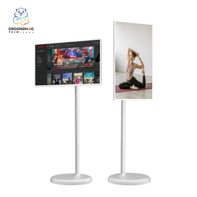 Cheapest Smart Tv 32 Pouces Android Floor Stand Definition Industrial Rollable Digital Portable Tv with Moveable Touch Screen