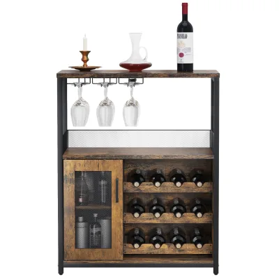 Modern Design Living Room Bar Cabinet Wooden Storage Cabinet 5 Layers Wine Rack Metal Wine Storage Cabinet