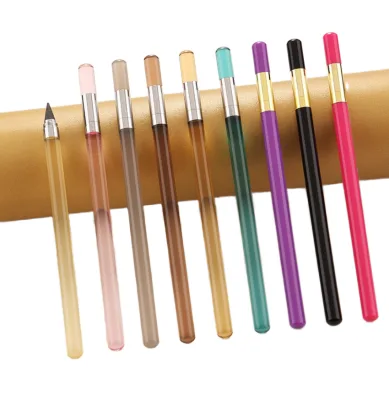 High Quality Easy Write Transparent Plastic Rod Eternal Pencil Foldable Promotional Custom Logo Gift Stationery