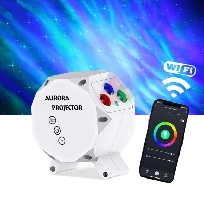Smart App Control Aurora Galaxies Floating Laser Star Moon Lamp LED Light Projector for Baby, Bedroom, Night Club, Holiday Decor