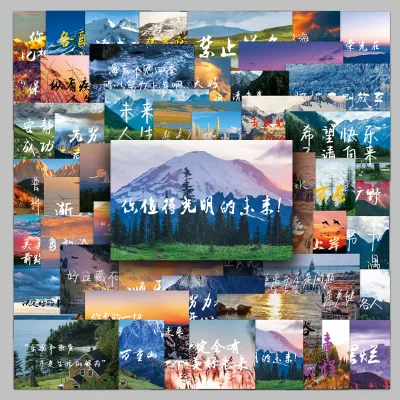 50PCS Factory Hot Camera Stickers All Cut Adhesive Scenery Inspirational Text Short Sentences Sticker