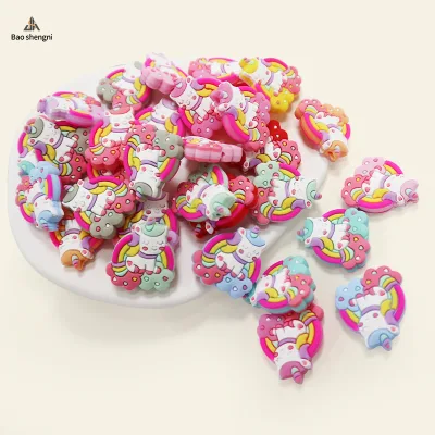 New Design Silicone Cartoon Teether Beads for Pen Making Fashion Food Grade Baby Teeth Toys Silicone Focal Beads DIY Bracelet Be
