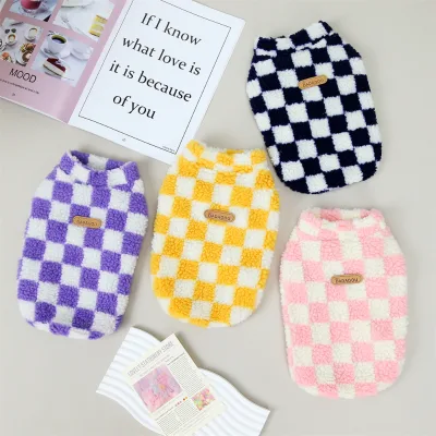 Wholesale Stocked Pullover Winter Warm Heated Fleece Dog Pooch Plaid Check Sweater