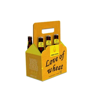 6 Pack 12 Oz. Wine Bottle Carrier Kraft Cardboard Paper Cup Holder with Matt Lamination & Embossing for Safe and Easy Transport