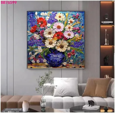 1pc Beautiful Wall Art Large Black Canvas Flower Oil Painting