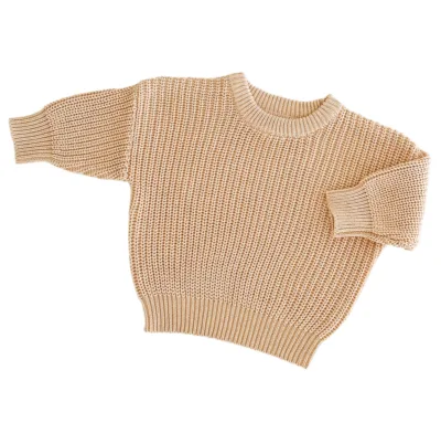 Newborn 100% Cotton Knitted Sweater Cotton Rib Knitted Sweaters Crewneck Pullover for Baby Boys Girls Embroidery