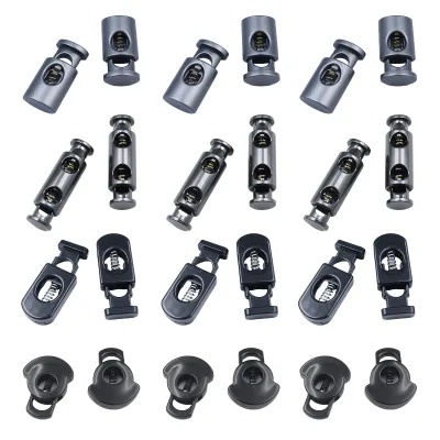 Custom Garment Stopper Black Silver Painted Stopper Cord Ajuster Stopper Plastic Toggle Stoppers Metal Cord Lock for Garments