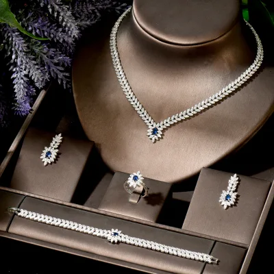 BAOYI High Quality American Diamond Crystal Bridal Wedding Dubai Jewelry Sets