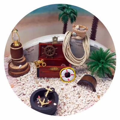 Asian Craft Miniature 1:12 Pirate Scale Dollhouse Furniture Toys Wood Polyresin & Plastic for 14+ Years & Collectors