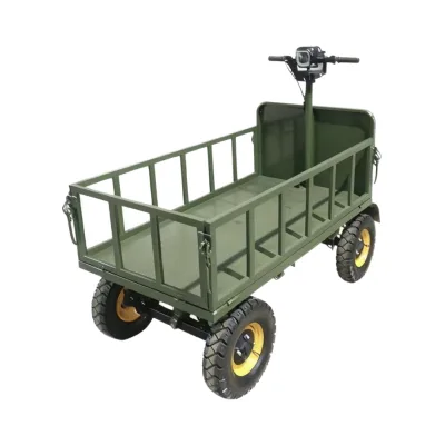 USA Ready Electric Platform Hand Cart Heavy Duty Four-Wheel 1000W Motor Powder Coated Transport Trolley Shopping 1000kg Load
