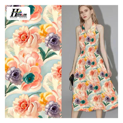 30S Rayon Digital Printing Fabric Wholesale Floral Chrysanthemum Dress Home Apparel Fabric