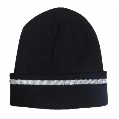 HBC Fluorescent Yellow Orange Black Knitted Beanie Hats 100% Acrylic Reflective Winter Toque Cap Hat High Visibility