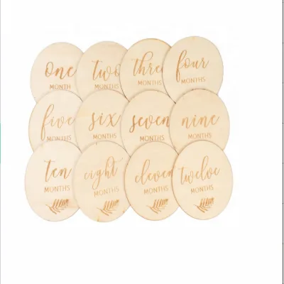 Wooden Baby Monthly Milestones Disc Round Wooden Milestones Baby Milestones Includes 12 Cards for Newborn Babies