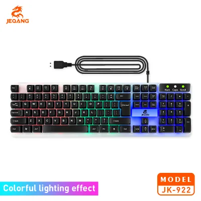 JEQANG JK-922 Optical Wired USB Plug Play Full Size Anti-Ghosting Gaming Keyboard RGB Backlit Plastic Desktop Laptop Use New