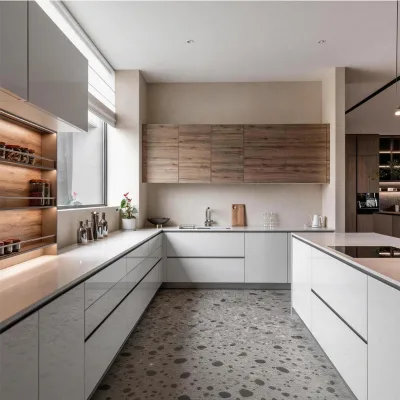 Modern Sand Blaster Cabinet Particle Board Kitchen Furniture Storage Water Resistant Eco-Friendly Easy Installation Custom Size