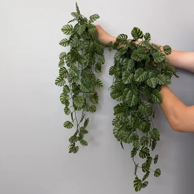 Artificial Green Monstera Leaf Vine Wall-Hanging Decoration Indoor Ceiling Fake Flowers Hanging Baskets Bionic Plants Plastic