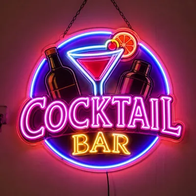 Unique LED Beer Bottle Neon Sign with Metal Frame for Nightclub Bedroom Advertising Custom Logo Illuminated