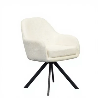 Modern Teddy Velvet Swivel Vanity Chair Upholstered Seat with Metal Base Comfortable Accent Chair for Bedroom Dressing Table