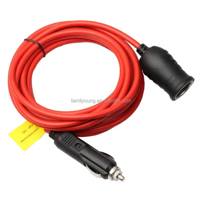Cigarette Lighter Extension Cord 3.6m Car Charger Cable 12-24V 15A Fused Male Plug to Female Socket Power Adapter With LED Light