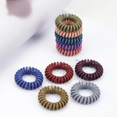Mixed Color 4cm Matte Phone Hair Ring Scrunchies Bulk Seamless Plastic Elastic Hairband Simple Hair Tie for Children's Phone