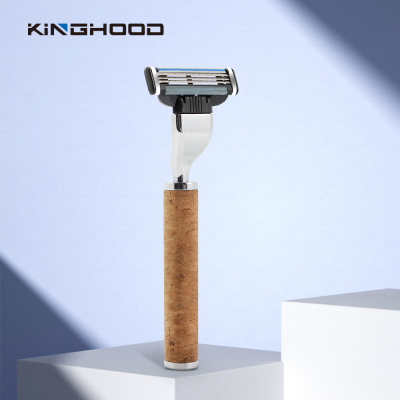 Men Quick Rinsing Hotel Shave Cork Handle 3 Blade Shaving Razor With Refills Blade