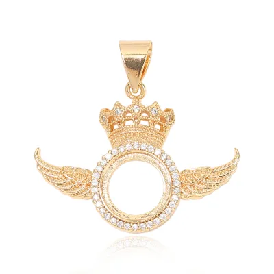 ChinaDivine Geometric Diamond Titanium Cubic Zircon Crystal Crown Pendant Charms Necklace
