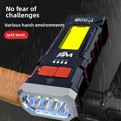 Custom-made LED Cycling Flashlight Long-range Outdoor Rechargeable Square-shaped Multi-level Adjustable Bicycle Light