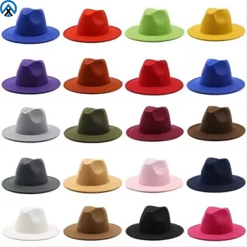Wholesale Wool Fadora Hats Sombrero Chapeau Custom Outdoor Panama Fedora Caps Printed Pattern Casual Unisex Felt Hats