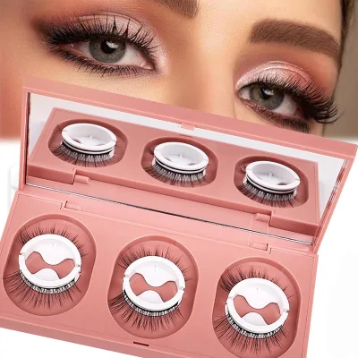 Private Label Wholesale Wispy Self Adhesive Lashes Press on Lashes No Glue Lash Box Packaging 3D False Eyelashes