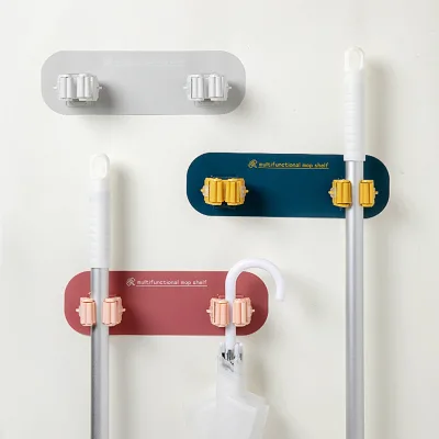 Wall Mount Broom Gripper Self Adhesive Mop and Broom Holder Cleaning Supplies Organizer