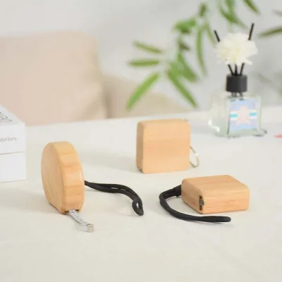 Custom Retractable Portable Mini Wooden Measuring Tape with Hand Loop for Promotion