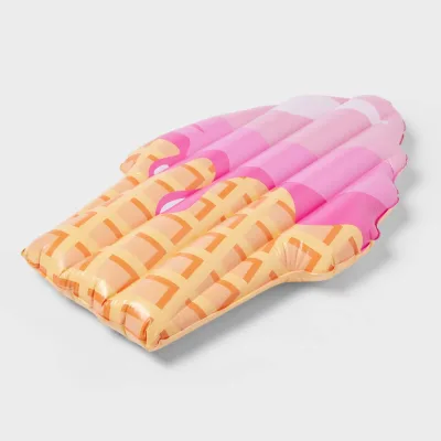 Hot Selling Pink Ice Cream Inflatable Pool Float, PVC Adult Beach Lounger Mattress for Summer Pool Party Water Toy
