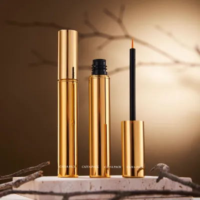 Wholesale Luxury 6ml Empty Aluminum Gold Eyelash and Eyebrow Growth Serum Tube Eye Lash Conditioner Container Bottles Wth Brush