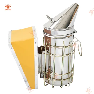 Yellow Stainless Steel Bee Smoker, M Size Bulk Bee Hive Smoker for Beekeeper, Beekeeping Tools Supplier