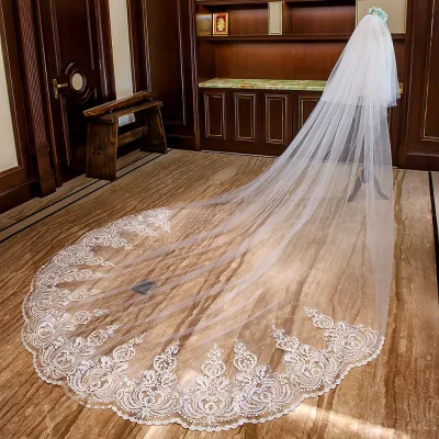 New Arrivals Appliques Lace Veil New Bride Wedding Dress Accessories 3 Meters Long Trailing Soft Veil