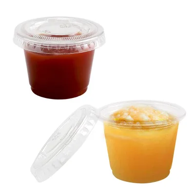 Disposable Plastic 1oz 2oz 4oz PP Sauce Cup Portion Cup with PET Lid