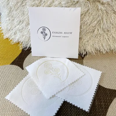 Custom White Microfiber Anti Tarnish Silver Gold Jewelry  Polishing Cloth Velvet Care Cleaning Polish Cloth