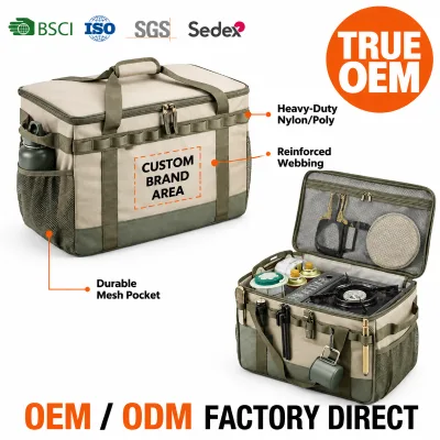 Practical Thick Padded Fabric Hardware Equipment Bag Double Zipper Closure Ample Space for RV Camping Road Trip