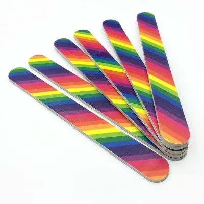 Professional Custom Rainbow Nail File 100/180 Customized Printed Logo Manicure Nail File