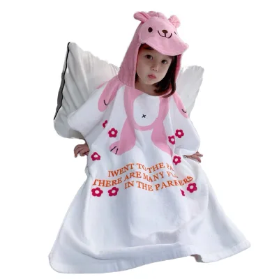 Custom Kids Baby Sand Free Wearable Hoodie Bath Towels Promotional Kids Swimming Beach Towel With Kangaroo Pocket and Sleeve