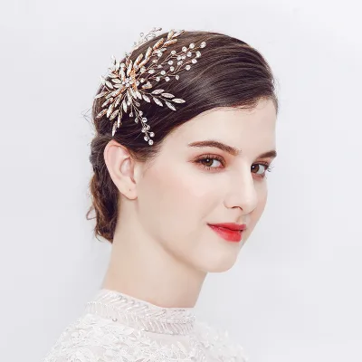Handmade Bridal Hair Clip, European and American Wedding Hair Accessory, Rhinestone Hair Clip, Side Clip