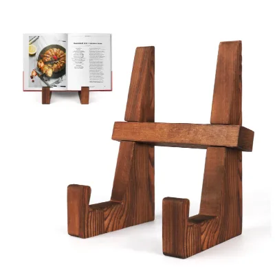 Vintage Brown Vinyl Record Holder Collapsible Rustic Kitchen Recipe Book Stand Wooden Cookbook Holder