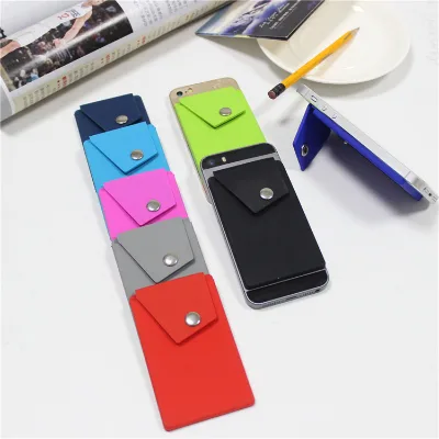 Universal Multi-use Shockproof Wallet Design Stick-on Silicone Smartphone Sleeve Phone Holder with Card Holder Phone Case