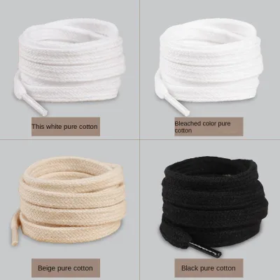 Pure Cotton Flat Shoelaces 8mm Pair Wear Resistant Woven Support Custom Color Length Width for Canvas Sneakers