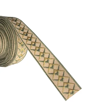 High Quality Embroidery Polyester Textiles Luxury Jacquard Tape Trimming Lace Ribbon