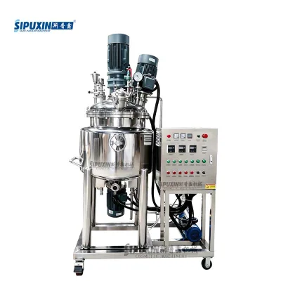 SPX 200L Mobile AC Motor Electric Heating Stainless Steel Food Grade Vacuum Homogenizer Emulsifier Tank Gearbox Chemical