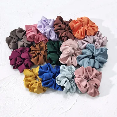 High Quality Soft Vintage Huge Matte Solid Colors Hair Accessories Scrunchies Women Satin Oversized Hair Scrunchies