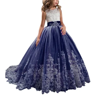 Prompt Goods in Stock for 14yrs Girl Navy Blue Flower Girl Dresses
