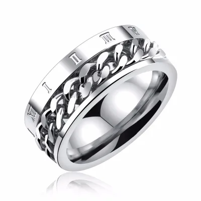 2018 Best Selling 18K Gold PVD Plating Saudi Arabia Men Ring With Chain