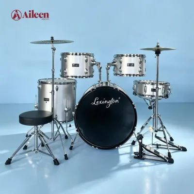 Wholesale OEM&ODM Complete Drum Kit Professional 5 Piece Acoustic Drum Set with Cymbals Stool for Beginners